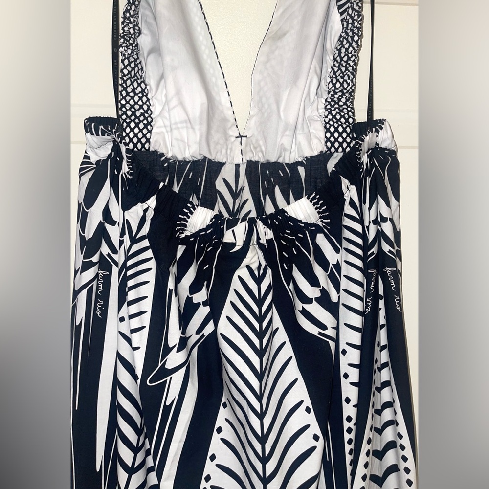 ✨HP✨ "FARM RIO" LADIES BLACK AND WHITE MAXI DRESS WITH ELASTIC WAIST, SIZE XL - Picture 7 of 8